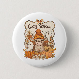 Pumpkin-highland Cow Ghost Halloween 6 Cm Round Badge