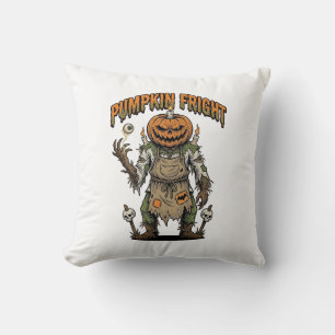 Pumpkin Horror Shirt Vintage Eyeball Halloween Art Cushion