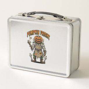 Pumpkin Horror Shirt Vintage Eyeball Halloween Art Metal Lunch Box