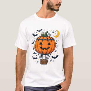 Pumpkin Hot Air Balloon Spooky Night Art T-Shirt