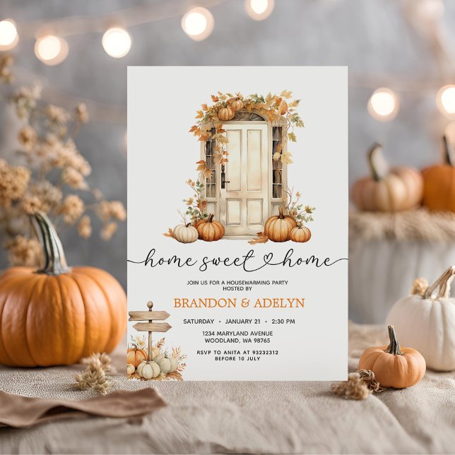 Pumpkin Housewarming Party Home Sweet Home  Invitation (Creator Uploaded)