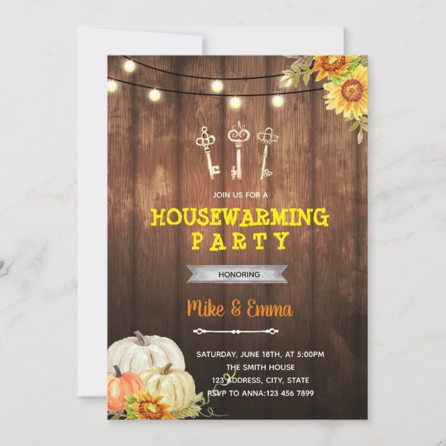 Pumpkin housewarming party invitation (Front)