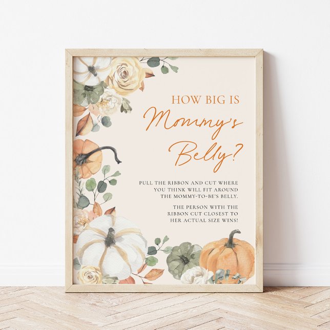 Pumpkin How Big Is Mummy's Belly Shower Game Sign (Creator Uploaded)