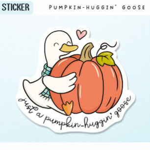 Pumpkin-Huggin’ Goose with Fall Heart and Cosy