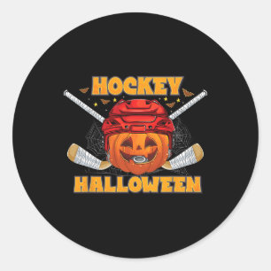 Pumpkin Ice Hockey Player Halloween Costume Men Bo Classic Round Sticker