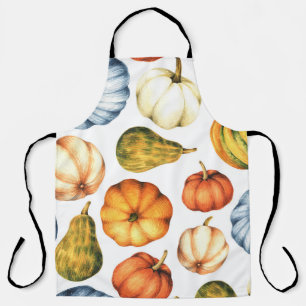 Pumpkin Illustration: Seamless Watercolor Pattern Apron
