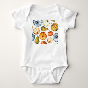 Pumpkin Illustration: Seamless Watercolor Pattern Baby Bodysuit