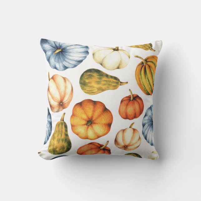 Pumpkin Illustration: Seamless Watercolor Pattern Cushion (Front)