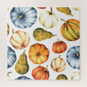 Pumpkin Illustration: Seamless Watercolor Pattern Jigsaw Puzzle