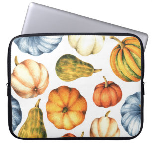 Pumpkin Illustration: Seamless Watercolor Pattern Laptop Sleeve