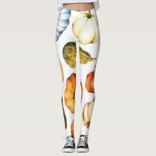 Pumpkin Illustration: Seamless Watercolor Pattern Leggings