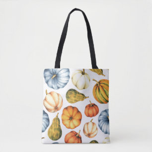 Pumpkin Illustration: Seamless Watercolor Pattern Tote Bag