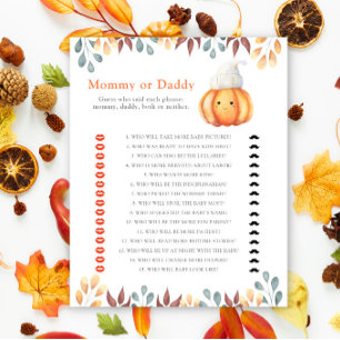Pumpkin in hat - mummy or daddy baby shower game