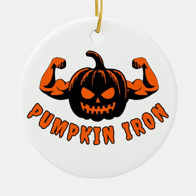 Pumpkin Iron  Ceramic Tree Decoration (Front)