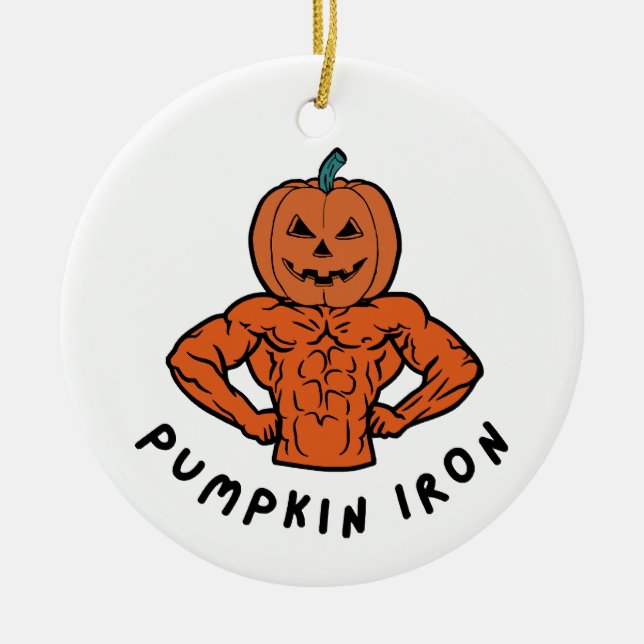 Pumpkin Iron  Ceramic Tree Decoration (Front)