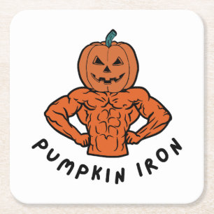 Pumpkin Iron  Square Paper Coaster