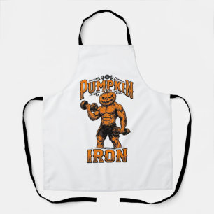 Pumpkin Iron Vintage Bodybuilder Halloween Design_ Apron