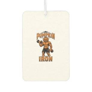 Pumpkin Iron Vintage Bodybuilder Halloween Design_ Car Air Freshener