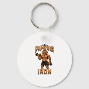 Pumpkin Iron Vintage Bodybuilder Halloween Design_ Key Ring