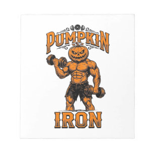 Pumpkin Iron Vintage Bodybuilder Halloween Design_ Notepad
