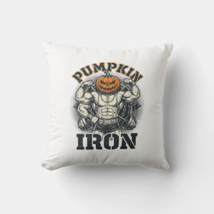 Pumpkin Iron Vintage Bodybuilding Halloween Design Cushion