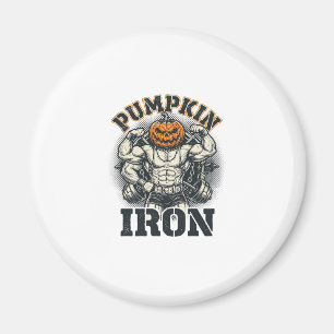 Pumpkin Iron Vintage Bodybuilding Halloween Design Magnet