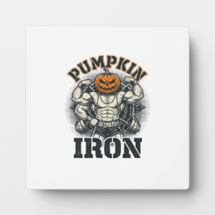 Pumpkin Iron Vintage Bodybuilding Halloween Design Plaque