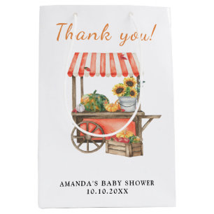 Pumpkin is on the way Baby Shower Thank you Medium Gift Bag