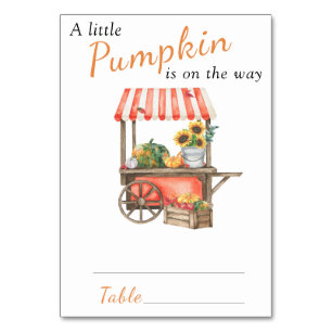 Pumpkin is on the way Welcome Baby shower Table Number