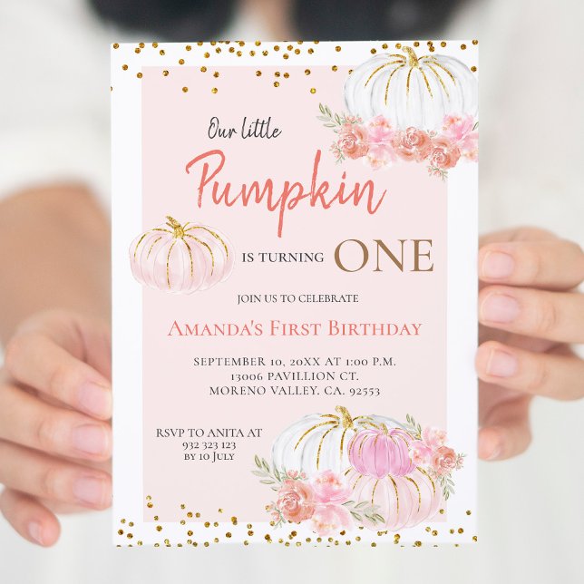 Pumpkin is Turning One Birthday Invitation (Creator Uploaded)