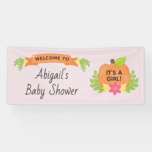 Pumpkin It's A Girl Baby Shower Banner