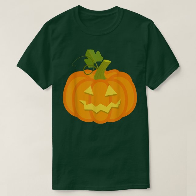 Pumpkin Jack O' Lantern Face, Evil Smile, Hallowee T-Shirt (Design Front)