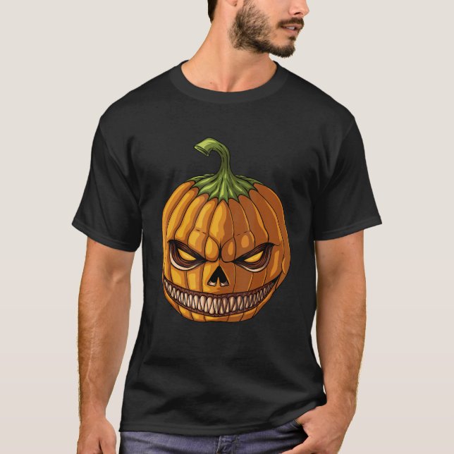 Pumpkin Jack O' Lantern Face Evil Smile Halloween  T-Shirt (Front)