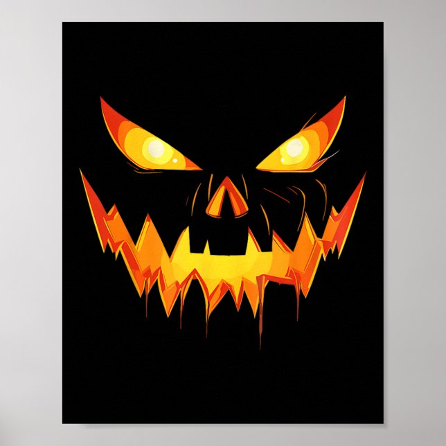 Pumpkin Jack O Lantern Face Halloween Men Boys Kid Poster (Front)
