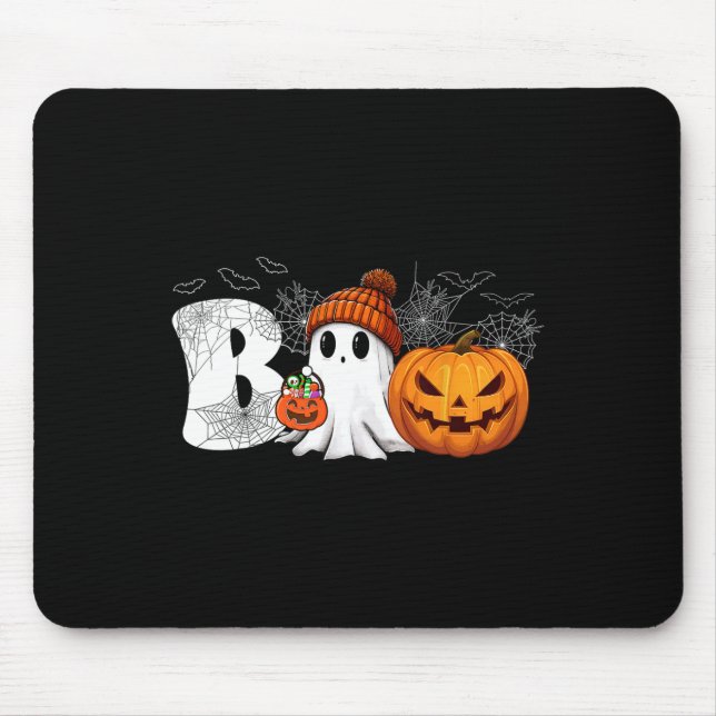 Pumpkin Jack O Lantern Ghost Boo Halloween Costume Mouse Pad (Front)