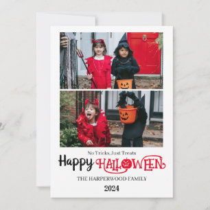 pumpkin jack-o-lantern Halloween 2 Family Photo Holiday Card