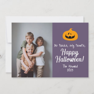 pumpkin jack-o-lantern Happy Halloween Photo Holiday Card
