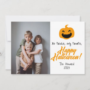 pumpkin jack-o-lantern Happy Halloween Photo Holiday Card