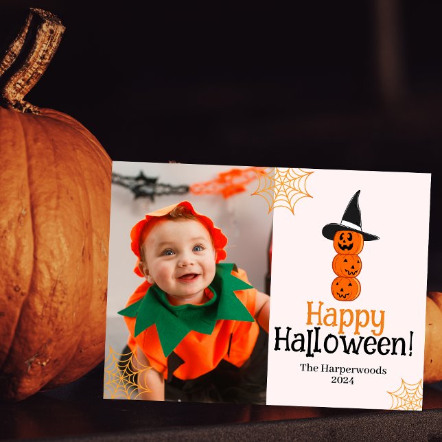 pumpkin jack-o-lantern Happy Halloween Photo Holiday Postcard (Creator Uploaded)