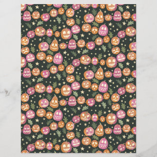 Pumpkin Jack-o'-lantern Parade Scrapbook Paper