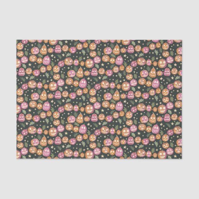 Pumpkin Jack-o'-lantern Parade Tissue Paper (Front)