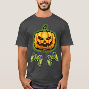 Pumpkin Jack-O-Lantern Video Game Controller Hallo T-Shirt