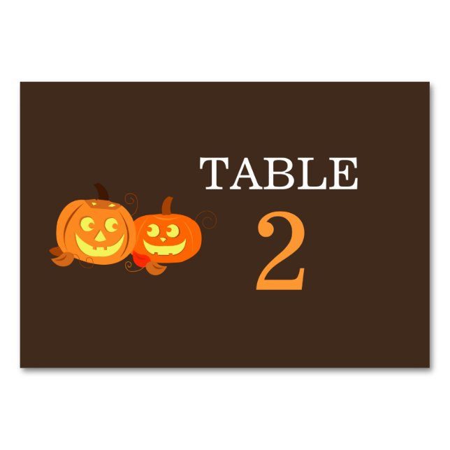 Pumpkin Jack O Lantern Wedding Table Card (Front)