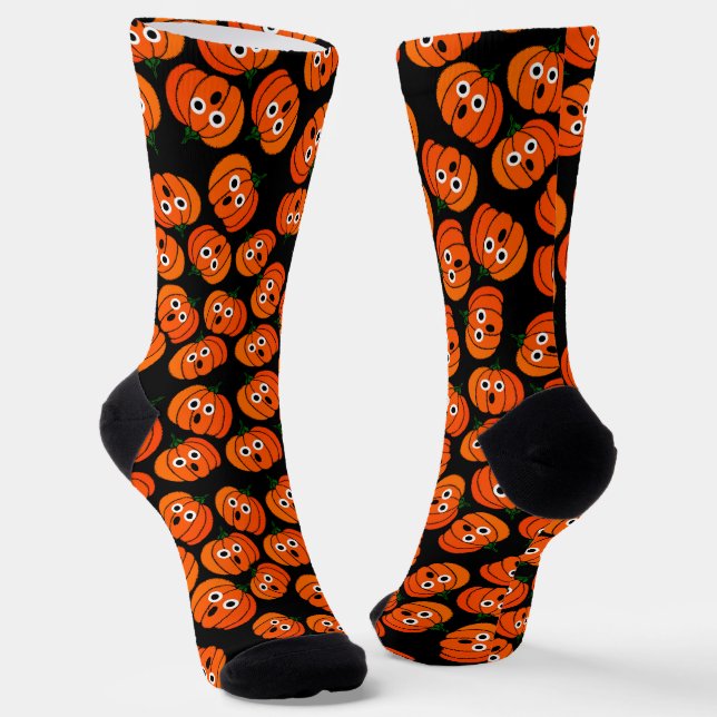 Pumpkin Jack-o-Lanterns Halloween  Socks (Angled)