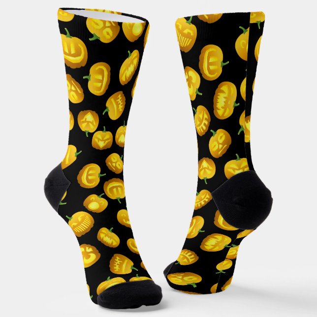Pumpkin Jack-o-Lanterns Halloween  Socks (Angled)