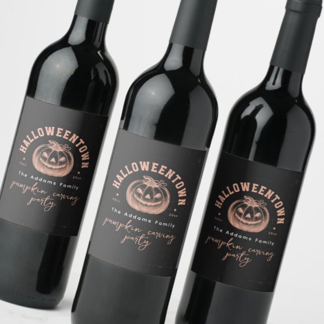 Pumpkin Jack OLantern Orange Halloween Party Wine Label (Creator Uploaded)