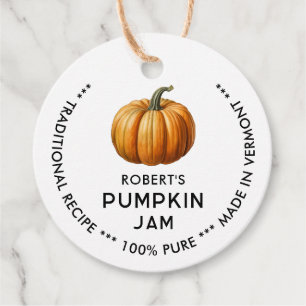 Pumpkin jam label with vintage pumpkin