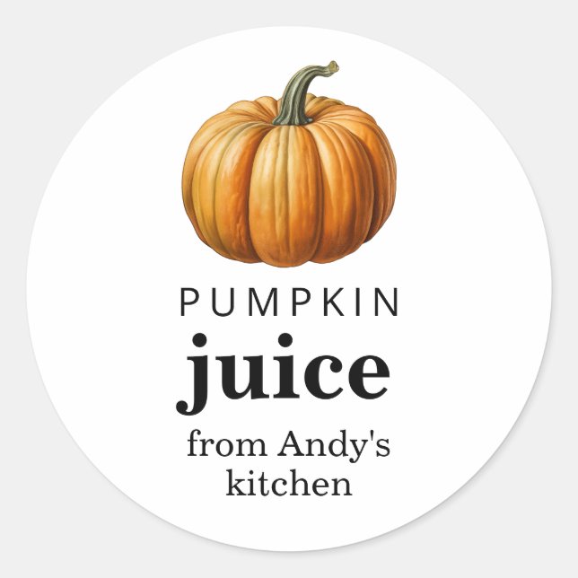 Pumpkin juice homemade food label  (Front)