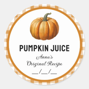 Pumpkin juice with chequered pattern label
