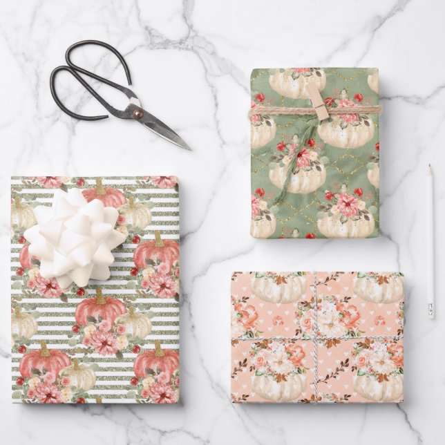 Pumpkin Kids Birthday Baby Girl Shower Gift Favour Wrapping Paper Sheet (Front)